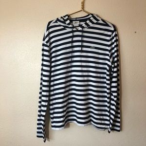 Men Lacoste pull over hoodie size5 stripe blk/wht